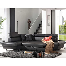Bestmobilier Lisbona - Canapé d'angle convertible - en PU - avec têtières réglables - Gauche