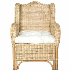 vidaXL Canapé avec coussin - Rotin naturel