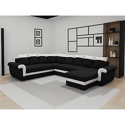 BESTMOBILIER Henry - Canapé panoramique réversible 7 places - Noir/Blanc