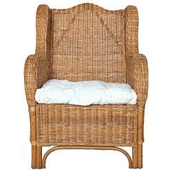 vidaXL Canapé en rotin - Marron clair - Coussin inclus