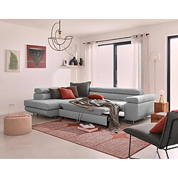 Bestmobilier Zaria - canapé d'angle gauche - convertible avec coffre et têtières réglables - 5 places - en velours côtelé
