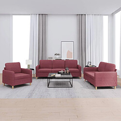vidaXL Ensemble de canapés 3 pcs avec coussins - Rouge bordeaux