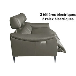 Acheter Venesetti Canapé 3 Places MILAN - Taupe, Cuir Italien