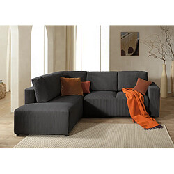 Lisa Design Livy - Canapé d'Angle Convertible - Gris Foncé