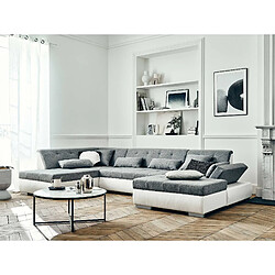 Lisa Design Canapé Vermont Panoramique Gris/Blanc