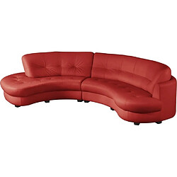 Venesetti Canapé droit cuir 5 places - Rouge