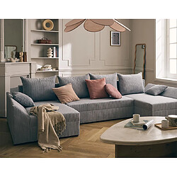 Bestmobilier Canapé panoramique velours - Gris clair