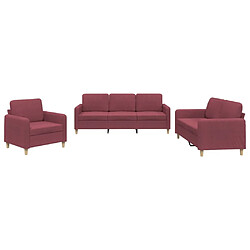 vidaXL Ensemble de canapés 3 pcs avec coussins - Rouge bordeaux