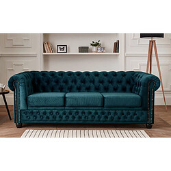 Lisa Design William - canapé Chesterfield 3 places - Bleu canard