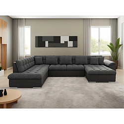 Bestmobilier Chuck Canapé panoramique XXL - Noir/Gris