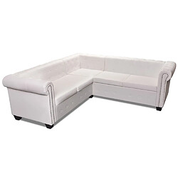 vidaXL Canapé d'angle Chesterfield 5 places - Cuir artificiel Blanc