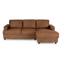 Cstore PAUL Canape dangle droit 4 places - Tissu Marron vintage - Contemporain - L 215 x p 140 cm