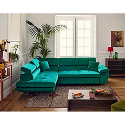 Bestmobilier Dimas - canapé d'angle gauche 5 places - convertible avec coffre et têtières réglables - en velours