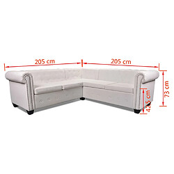 vidaXL Canapé d'angle Chesterfield 5 places - Cuir artificiel Blanc pas cher