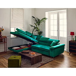 Bestmobilier Dimas - canapé d'angle gauche 5 places - convertible avec coffre et têtières réglables - en velours