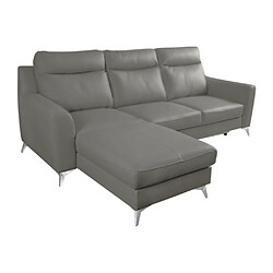 Venesetti Canapé d'angle GIANNI - Cuir gris clair - Angle gauche pas cher