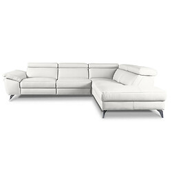 VENESETTI Canapé d'angle en 100% tout cuir épais de luxe italien, 5/6 places KASINI, blanc cassé, angle droit