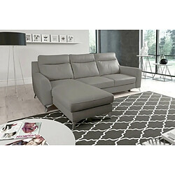 Venesetti Canapé d'angle GIANNI - Cuir gris clair - Angle gauche
