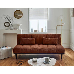 BESTMOBILIER Samarra - Terracotta Canapé convertible clic-clac - 2 places - Velours côtelé - Couchage 112 x 186 cm