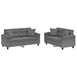 VIDAXL Canapé ensemble 2 pcs - Gris foncé