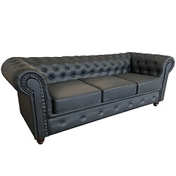 Le quai des affaires canapé Chesterfield 3 places - Noir