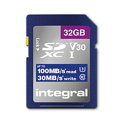 Integral - Carte mémoire flash - 32 Go - Video Class V30 / UHS-I U3 / Class10 - SDHC UHS-I