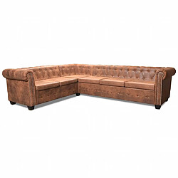 Avis vidaXL Chesterfield 6 places - Marron