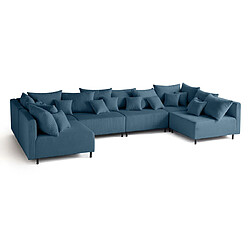 Lisa design Canapé modulable panoramique 6 places - Bleu