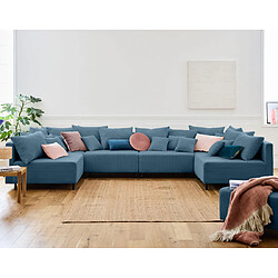 Lisa design Canapé modulable panoramique 6 places - Bleu
