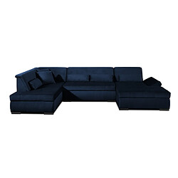 Lisa design canapé panoramique 7 places - Bleu marine pas cher