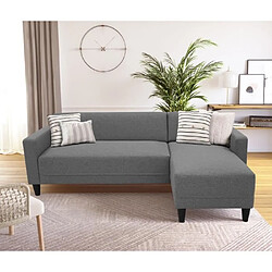 Cstore Canapé d'angle fixe 4 places BOB - Tissu anthracite - Réversible - L 197 x P 117 x H 65 cm