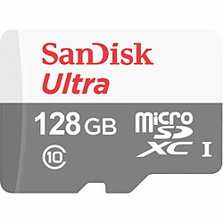 SanDisk Ultra 128GB Carte mémoire microSDXC - 128 GB - UHS-I - 100 Mb/s - Blanc/Rouge/Gris