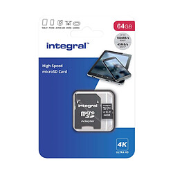 Integral Carte Mémoire MicroSDHC/XC V30 UHS-I U3 Haute Vitesse 64GB Noir