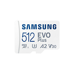 CARTE MEMOIRE SAMSUNG 512G MICRO SD EVO PLUS 2024 avec adaptateur SD classe 10 Lecture 160 Mo/s Ecriture 160 Mo/s MB-MC512SA/EU