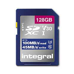 Integral 128GB SDXC CL10 UHS1 U3 V30- 45MB/s en Ecriture