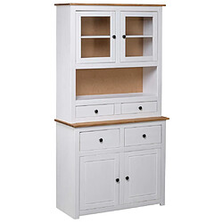 vidaXL Buffet Haut Panama Blanc Buffet haut - Bois de pin massif - Compartiments et tiroirs - 93 x 40,5 x 180 cm