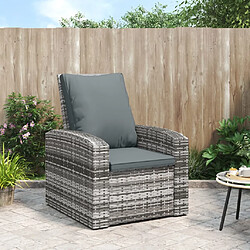 vidaXL Fauteuil inclinable de jardin avec coussins - Gris