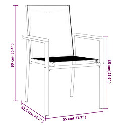 VidaXL Chaises jardin - Textilène noir pas cher