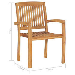 vidaXL Chaises de jardin lot de 2 - Bois de teck massif pas cher