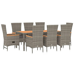 Avis vidaXL Ensemble Table et Chaises 9 pcs - Gris