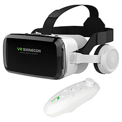 Avizar Casque VR Smartphone Réalité Virtuelle 3D avec Audio Bluetooth Shinecon G04BS blanc