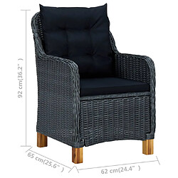 vidaXL Lot de 2 chaises de jardin avec coussins résine tressée pas cher