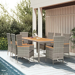vidaXL Ensemble Table et Chaises 9 pcs - Gris
