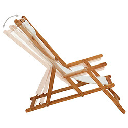 Avis vidaXL Chaise pliable de plage - Bois d'eucalyptus solide et tissu Crème