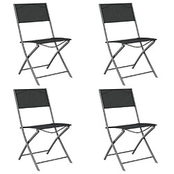 vidaXL Chaises d'extérieur pliables lot de 4 Noir Acier et textilène