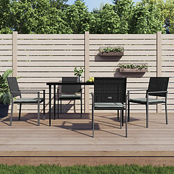 vidaXL Chaises jardin 4 pcs Rotin noir avec coussins