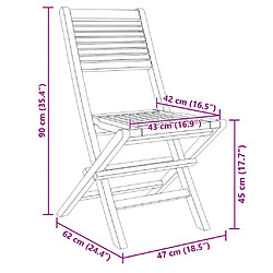 vidaXL Chaises de jardin pliantes - Lot de 2 - Teck massif pas cher