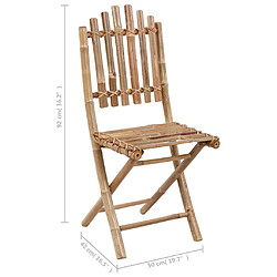 vidaXL Chaises pliables jardin Bambou avec coussins - Lot de 2 pas cher