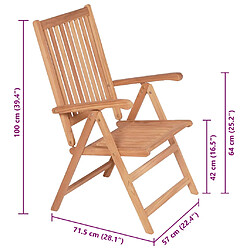 vidaXL Chaises inclinables et pliantes lot de 2 - Bois de teck pas cher