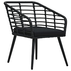 vidaXL Lot de 2 chaises de jardin avec coussins résine tressée noir